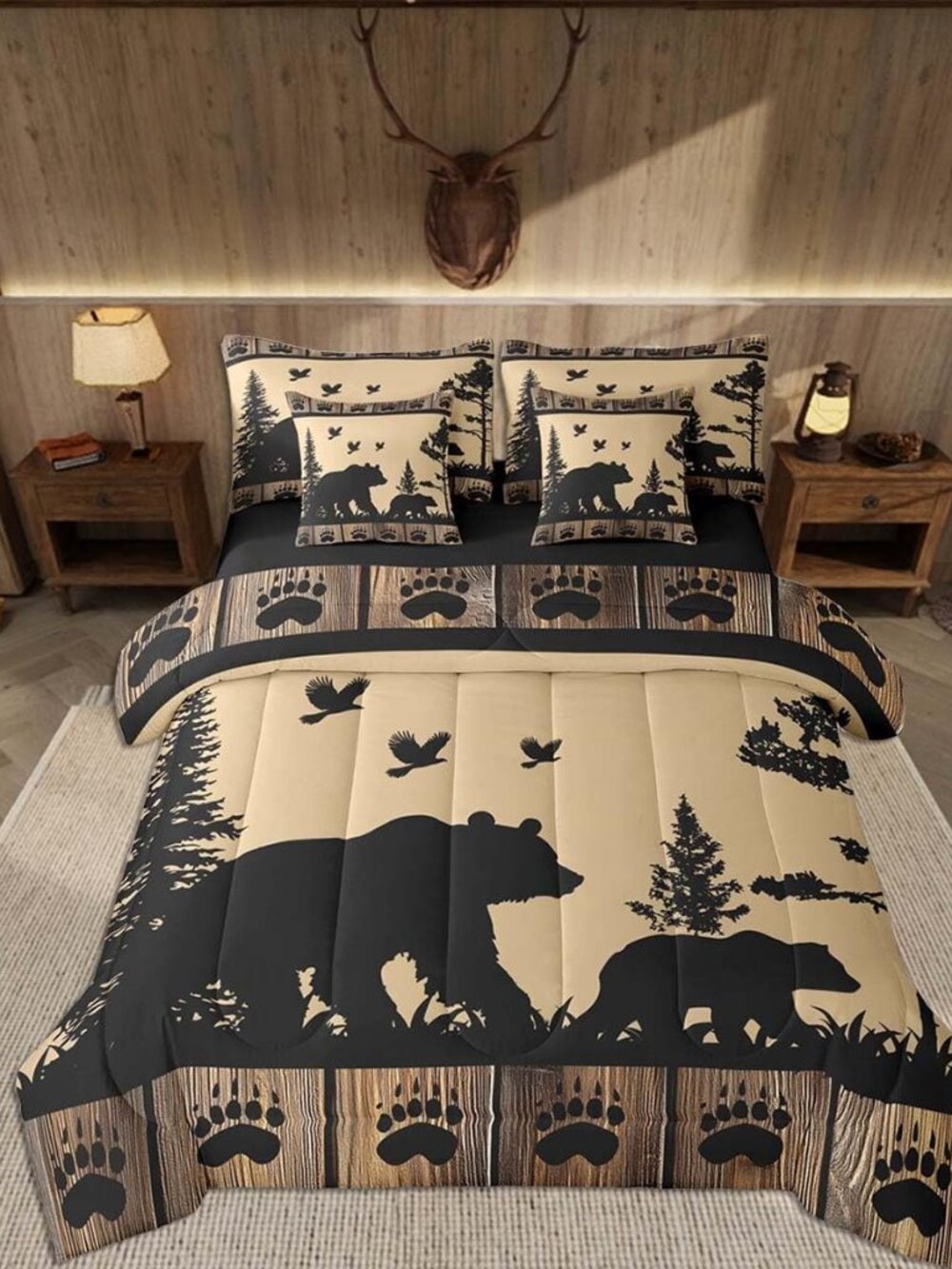 Bear Comforter Set Queen SizeCabin Country 7 Pcs Bedding Rustic